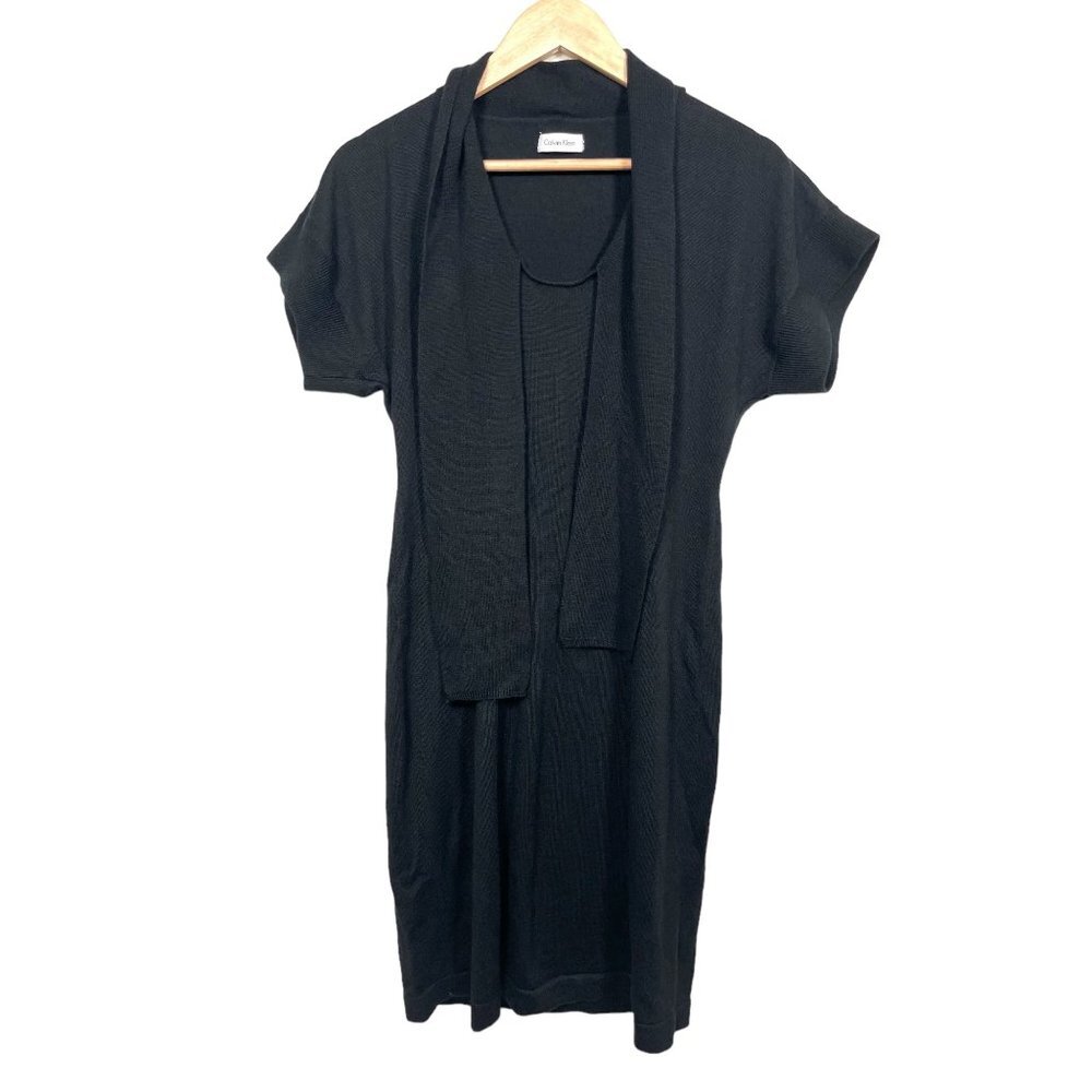 Calvin Klein‎ Merino Wool Black Sweater dress size S/M